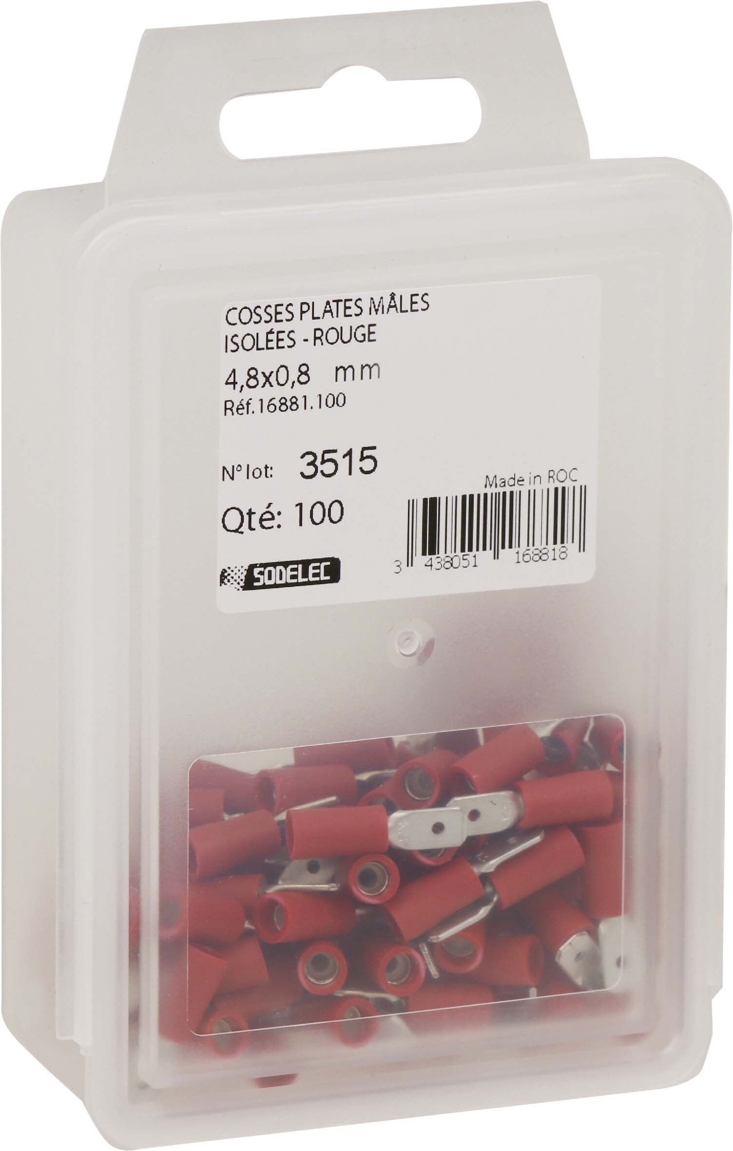 100 cosses plates males isolees rouges 48x08 en blister - 16881100