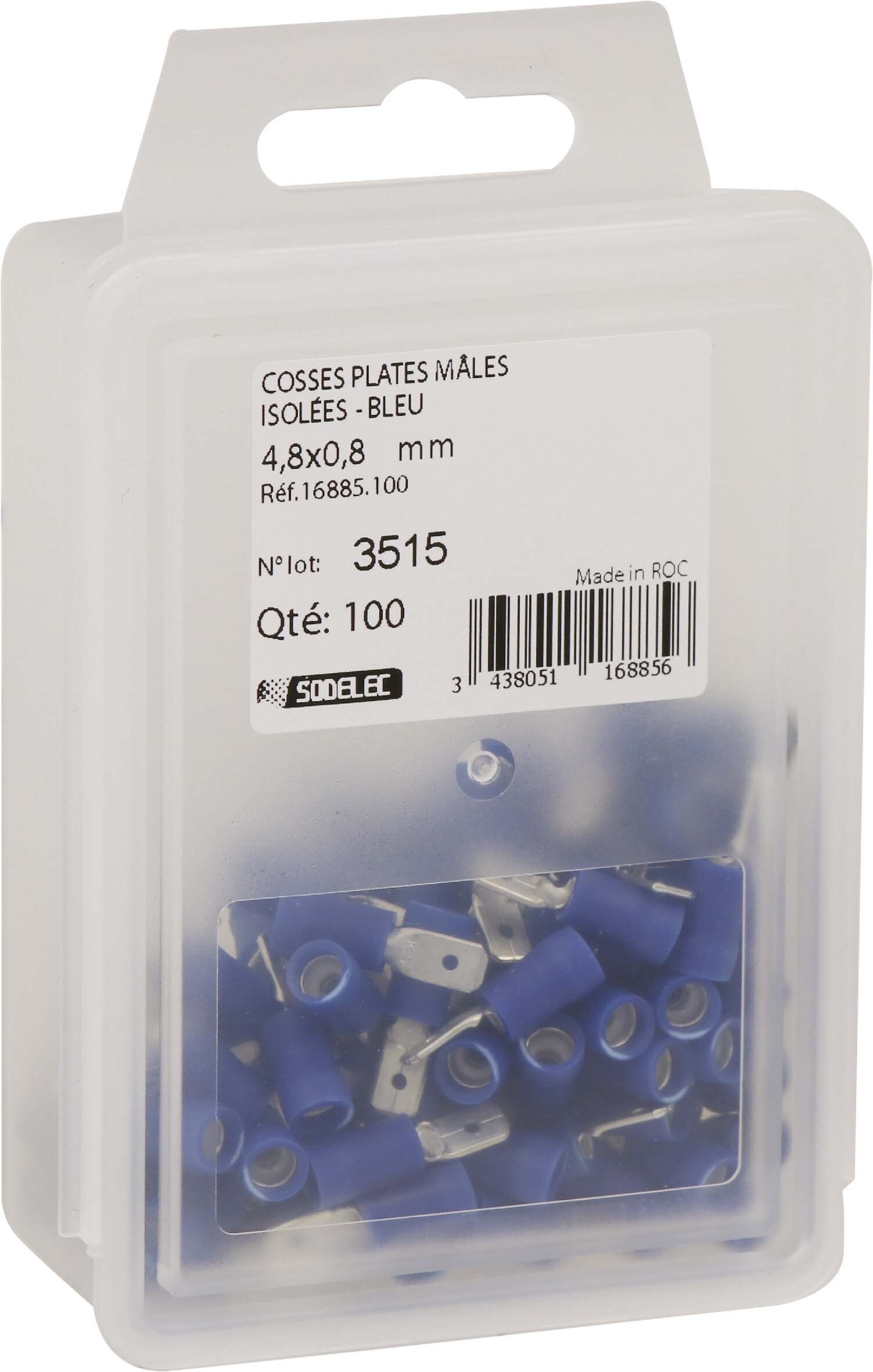 100 cosses plates males isolees bleues 48x08 en blister - 16885100