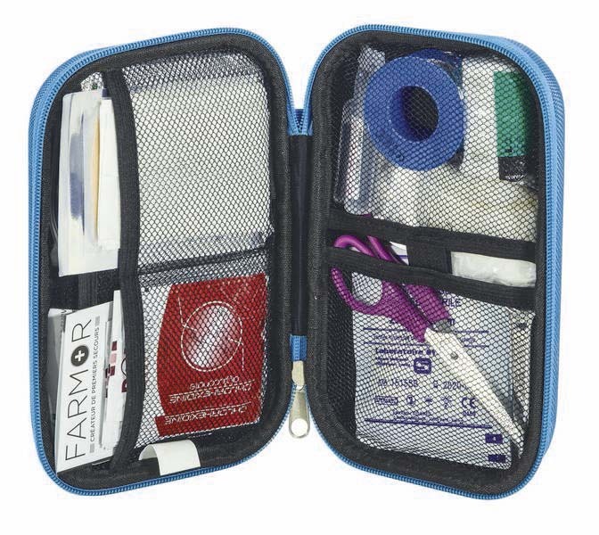 Trousse de secours ateliers mecaniques 2/4 personnes bleu fluo - 17191