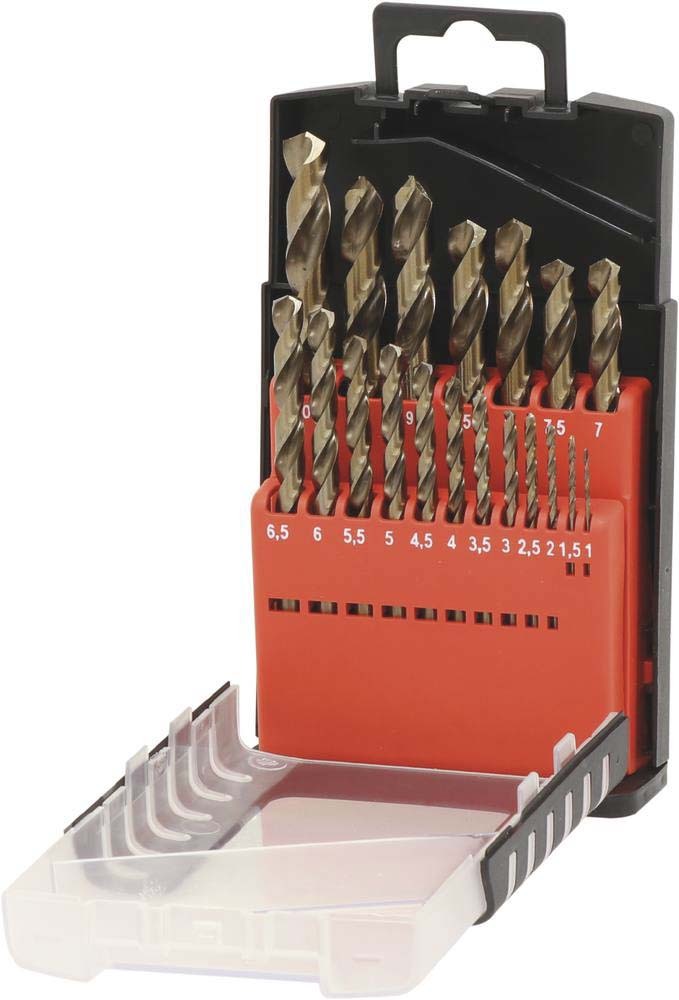 Coffret pvc de 19 forets métaux hss 5% cobalt taillés meulés de 1 à 10mm DRAKKAR TOOLS - 22232