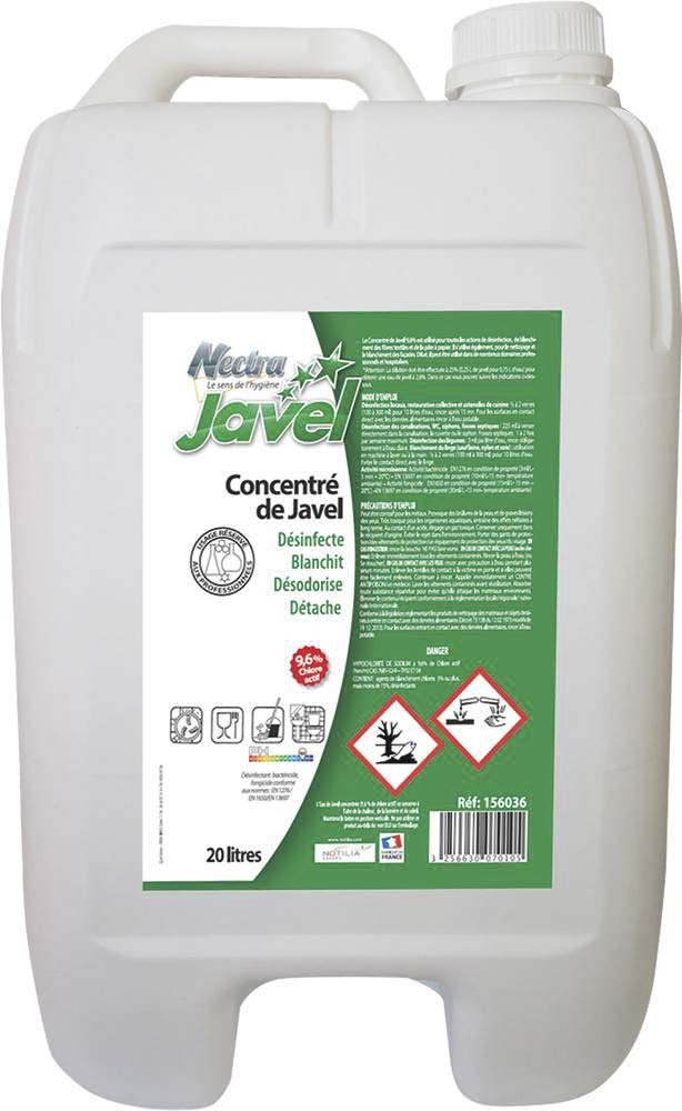 Extrait de javel à 9,6% concentration active 36° bidon de 20L - 58202