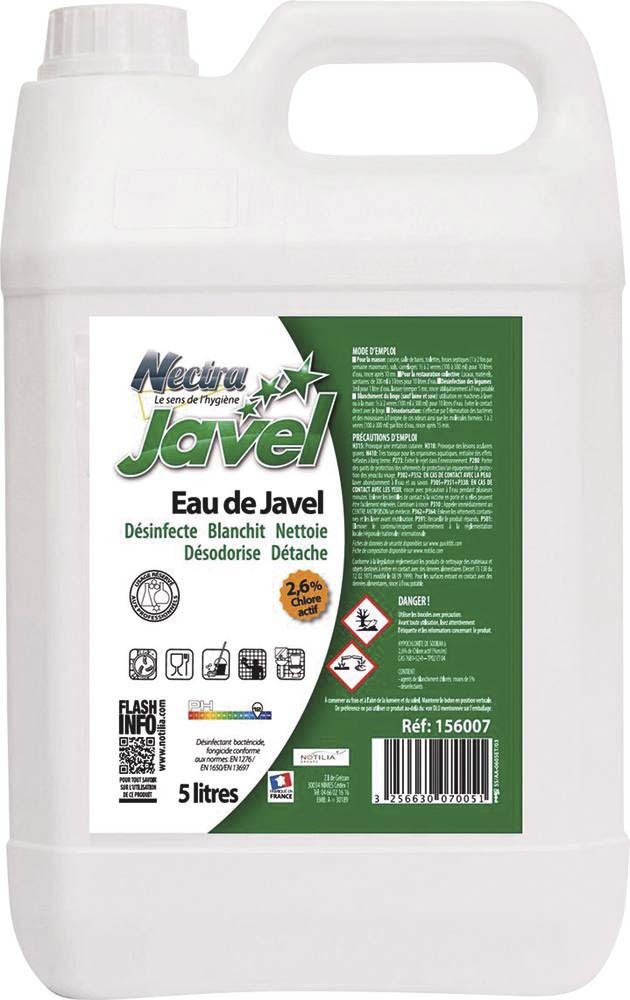 Bidon 5l javel concentration 2 6 (9 degres) NECTRA - 58212