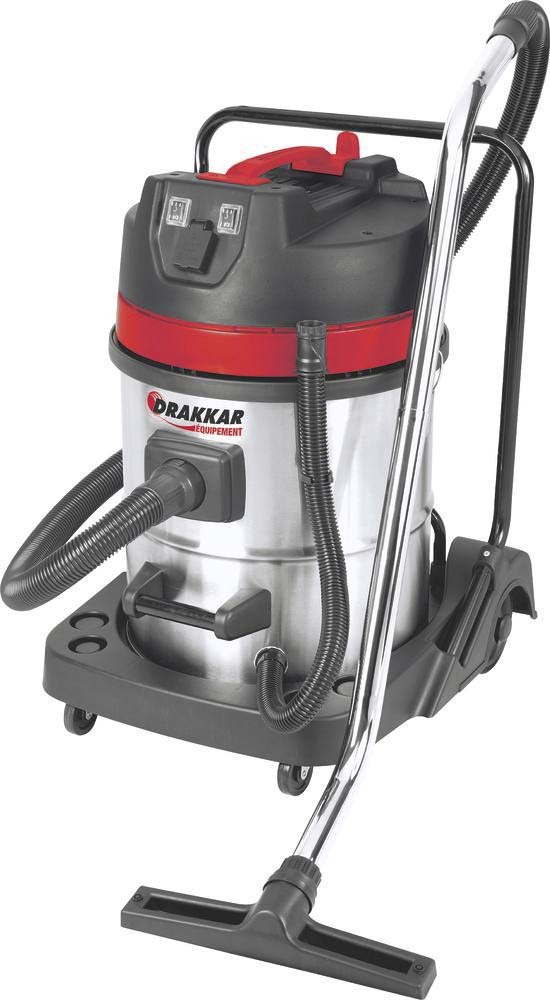 Aspirateur eau et poussière 60l 230v 2000w cuve inox/2 moteurs/prise électroportatif DRAKKAR EQUIPEMENT - 64769