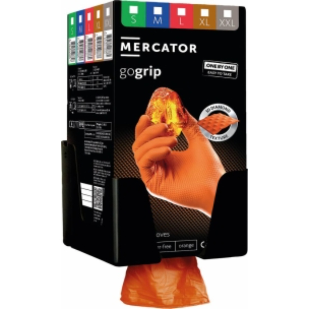 BOITE DE 100 GANTS NITRILE MERCATOR ORANGE - ONE BY ONE - L - MERCATOR - 65164
