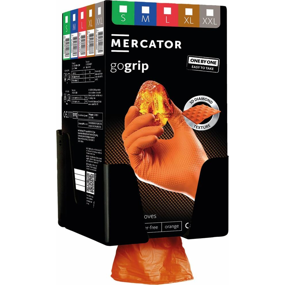 BOITE DE 100 GANTS NITRILE MERCATOR ORANGE - ONE BY ONE - XXL - MERCATOR - 65166