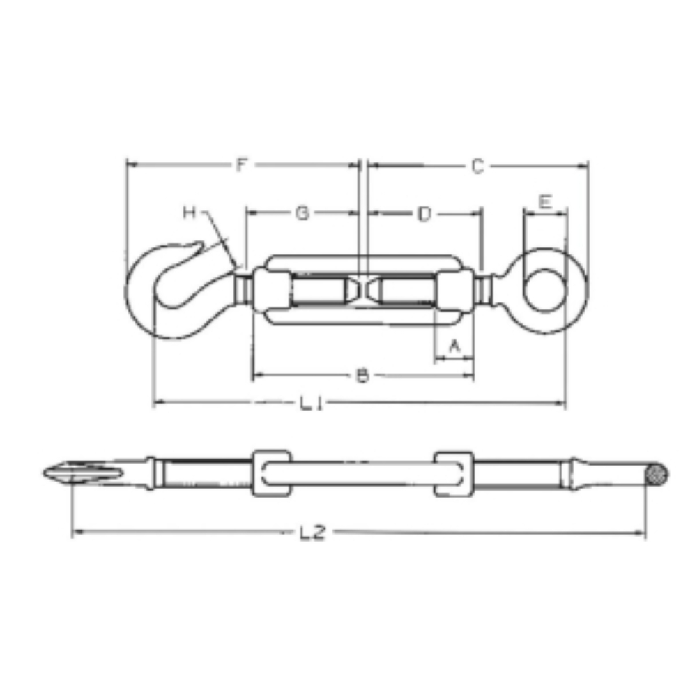 TENDEUR ANNEAUX ET CROCHET M16 - Neutre - 75444