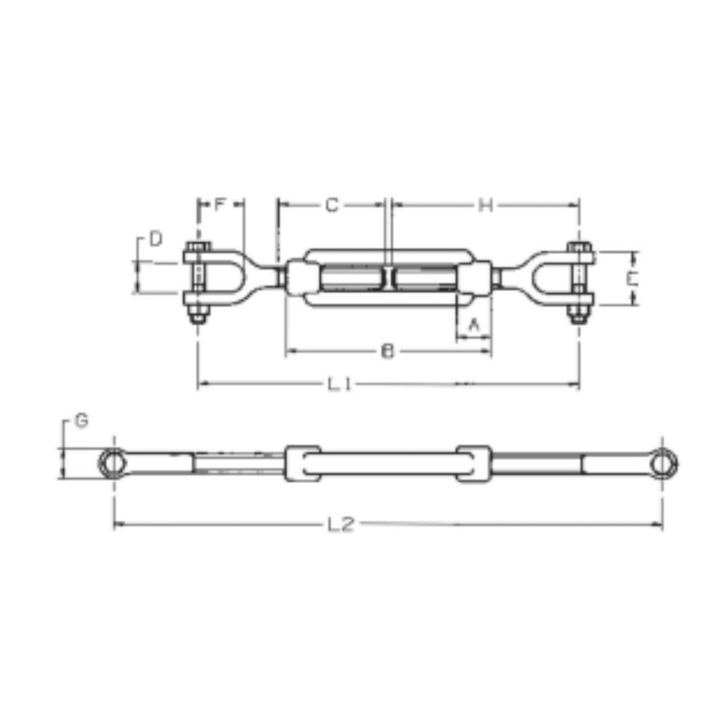 TENDEUR A DEUX CHAPES M8 - Neutre - 75479