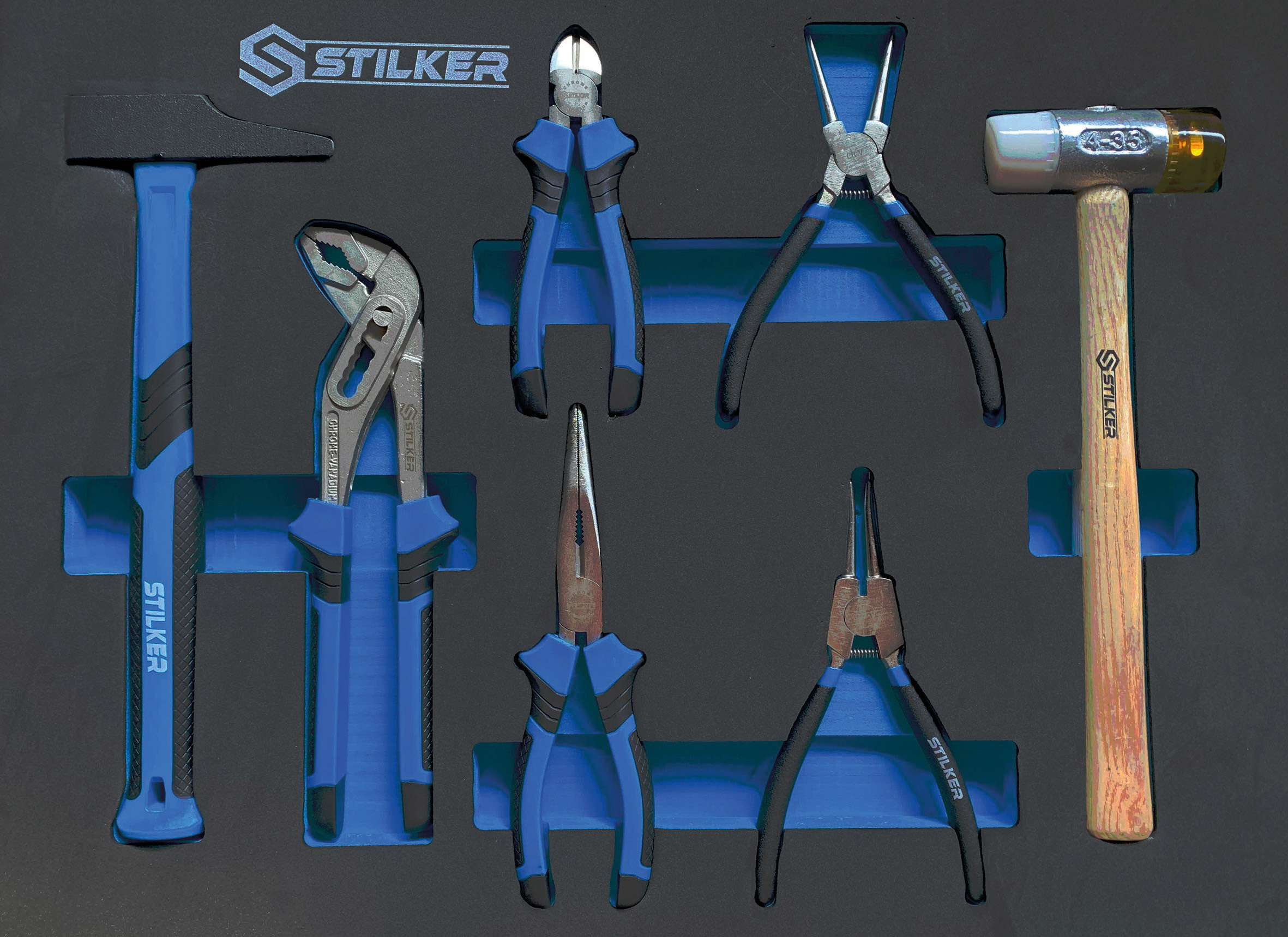 Servante d'atelier 7 tiroirs composée de 147 outils - modules mousses STILKER - 83932