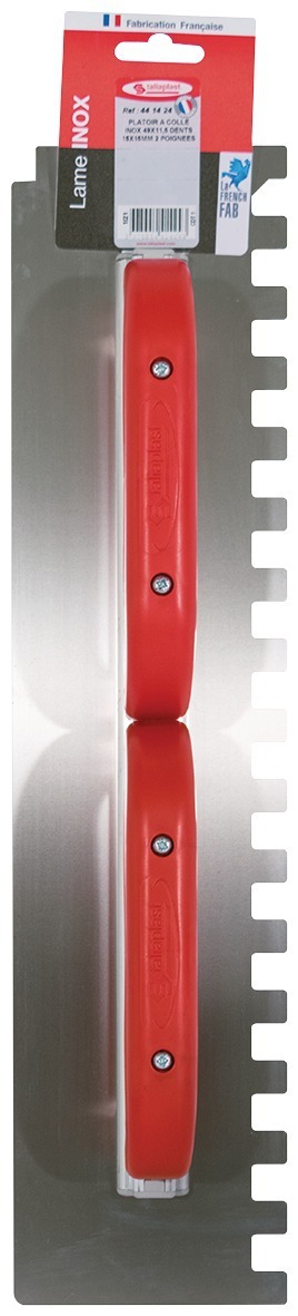 Platoir a colle inox 49x11,5 dents 15x15mm 2 poignées TALIAPLAST - 441424