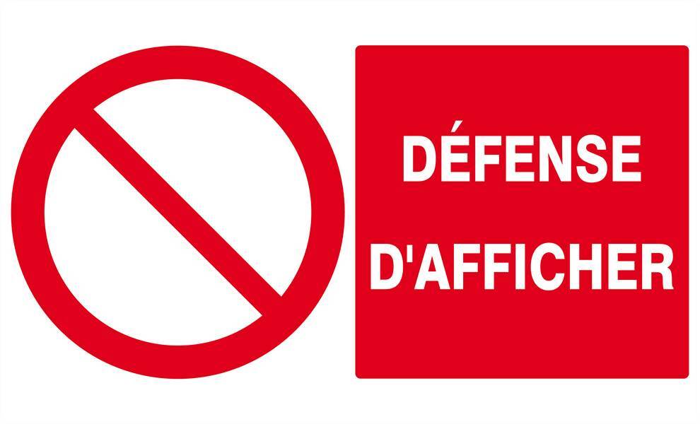 Panneau rigide DEFENSE D'AFFICHER 330x200mm TALIAPLAST - 621222