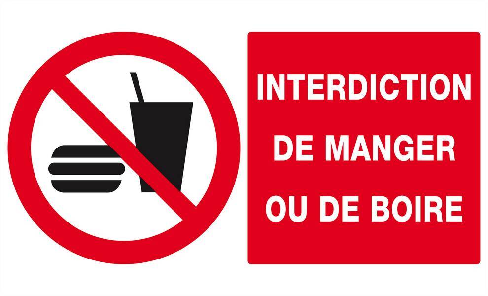 Panneau rigide INTERDICTION DE MANGER OU DE BOIRE 330x200mm TALIAPLAST - 621229
