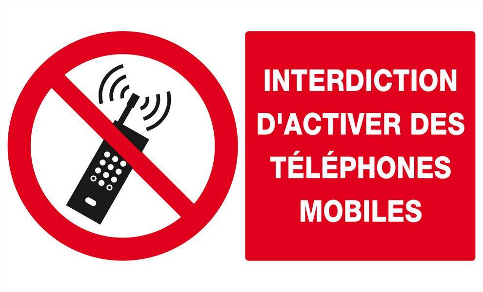Panneau rigide INTERDICTION D'ACTIVER DES TELEPHONES MOBILES 330x200mm TALIAPLAST - 621233