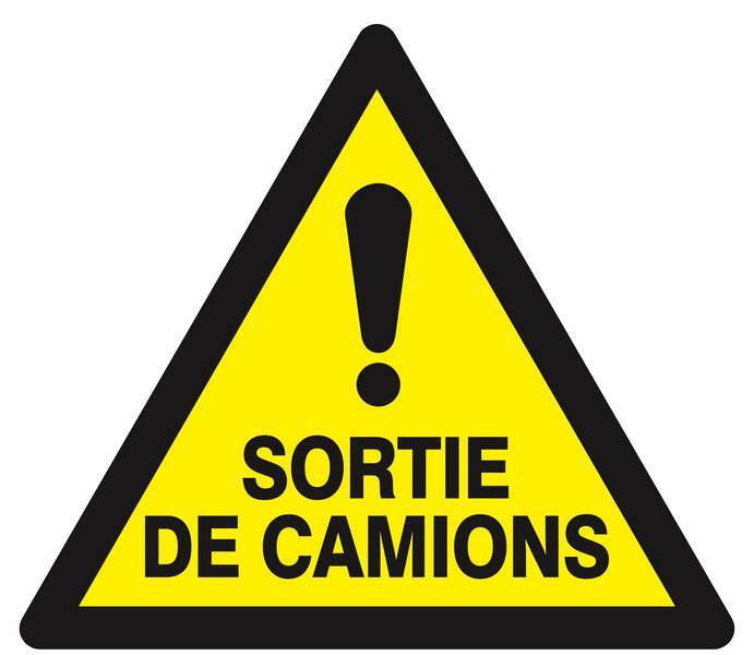 Panneau rigide DANGER SORTIE DE CAMIONS 300X300X300MM TALIAPLAST - 629301