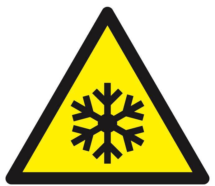 Panneau rigide DANGER, BASSES TEMPERATURES COND° DE GEL 300X300X300mm TALIAPLAST - 629315