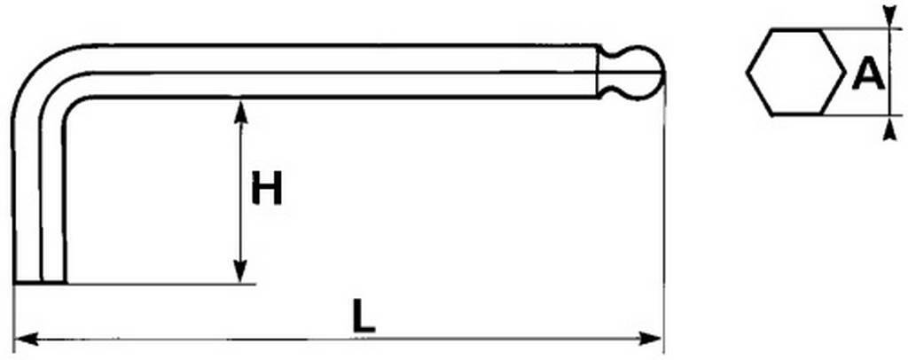 CLE MALE 6 PANS A TETE SPHERIQUE 1,5 MM SAM OUTILLAGE - 67A1,5