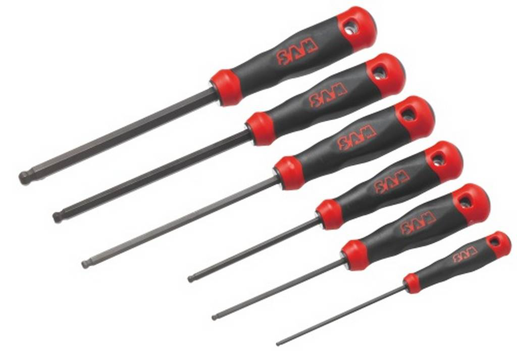 JEU DE 6 CLES MALES EMMANCHEES BIMATIERE S1 TETE SPHERIQUE SAM OUTILLAGE - 67BJ6A