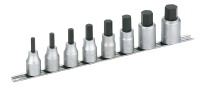JEU DE 8 DOUILLES SAM OUTILLAGE TOURNEVIS STANDARD 1/2 SUR RACK MONOBLOC, POUR VIS 6 PANS CREUX, EN MM -SC-J8R