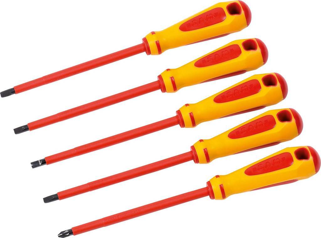 JEU DE 5 TOURNEVIS SAM OUTILLAGE FENTE ET PHILLIPS ISOLES 1000V -ZTB-PJ5