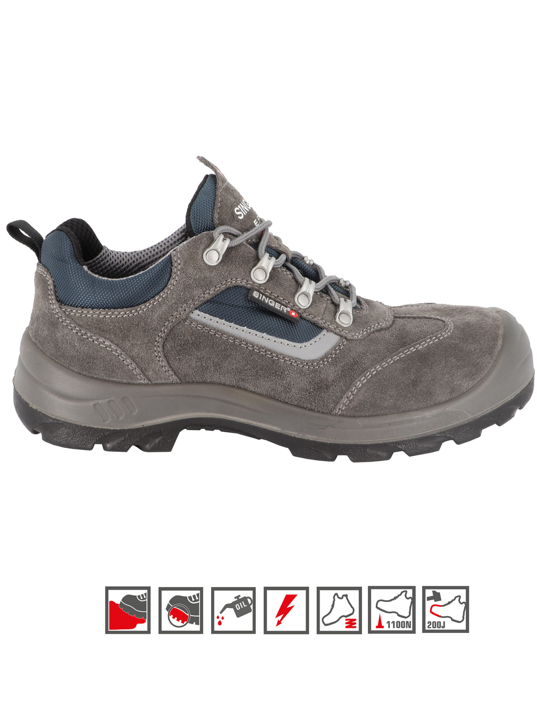 Chaussures basses cuir croûte velours S1PL FO SR - SINGER - ALBI