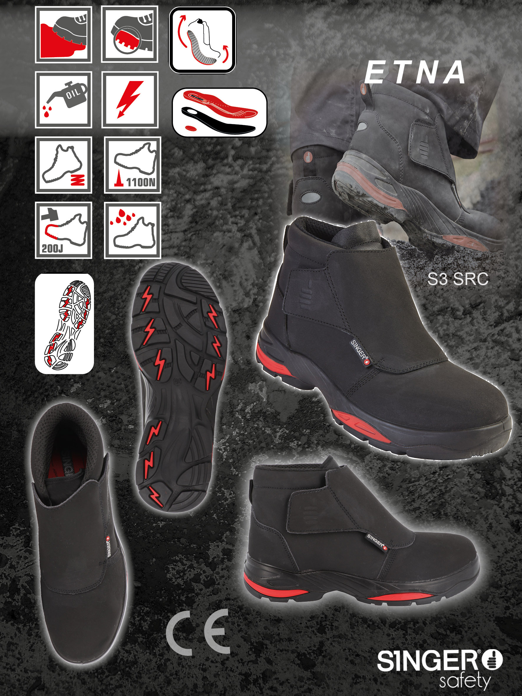 Chaussures hautes cuir hydrofuge S3L HRO FO SR - SINGER - ETNA
