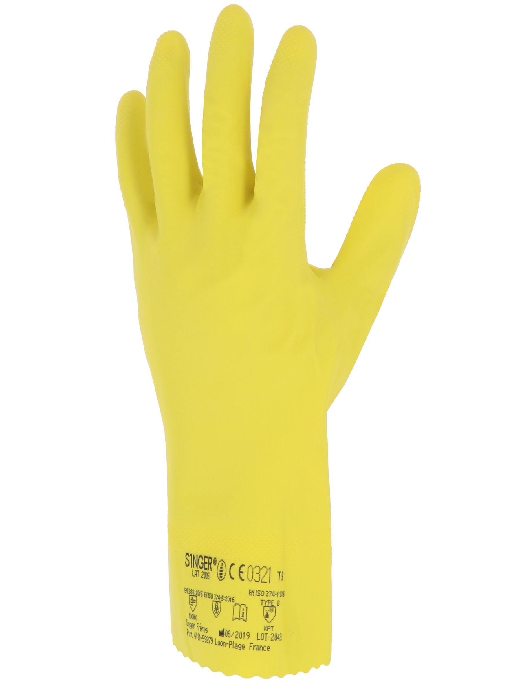 Gant latex Sans support Floqué coton 300 mm - SINGER - LAT2005