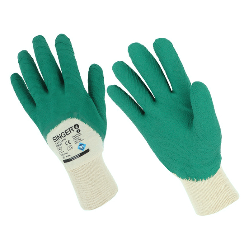 Gant latex Support coton cousu Poignet tricot - SINGER - LAT426IG