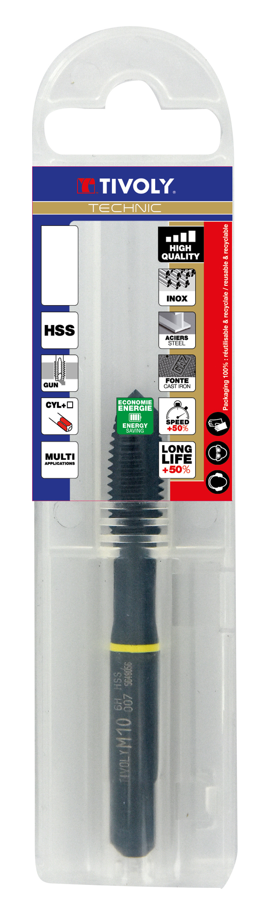Taraud machine Multi-applications HSS -traité STEAM -M MF -ISO529 -6H -Forme B -Conicité arrière / Ø: 4 X 0.7 TIVOLY - 1050074040070