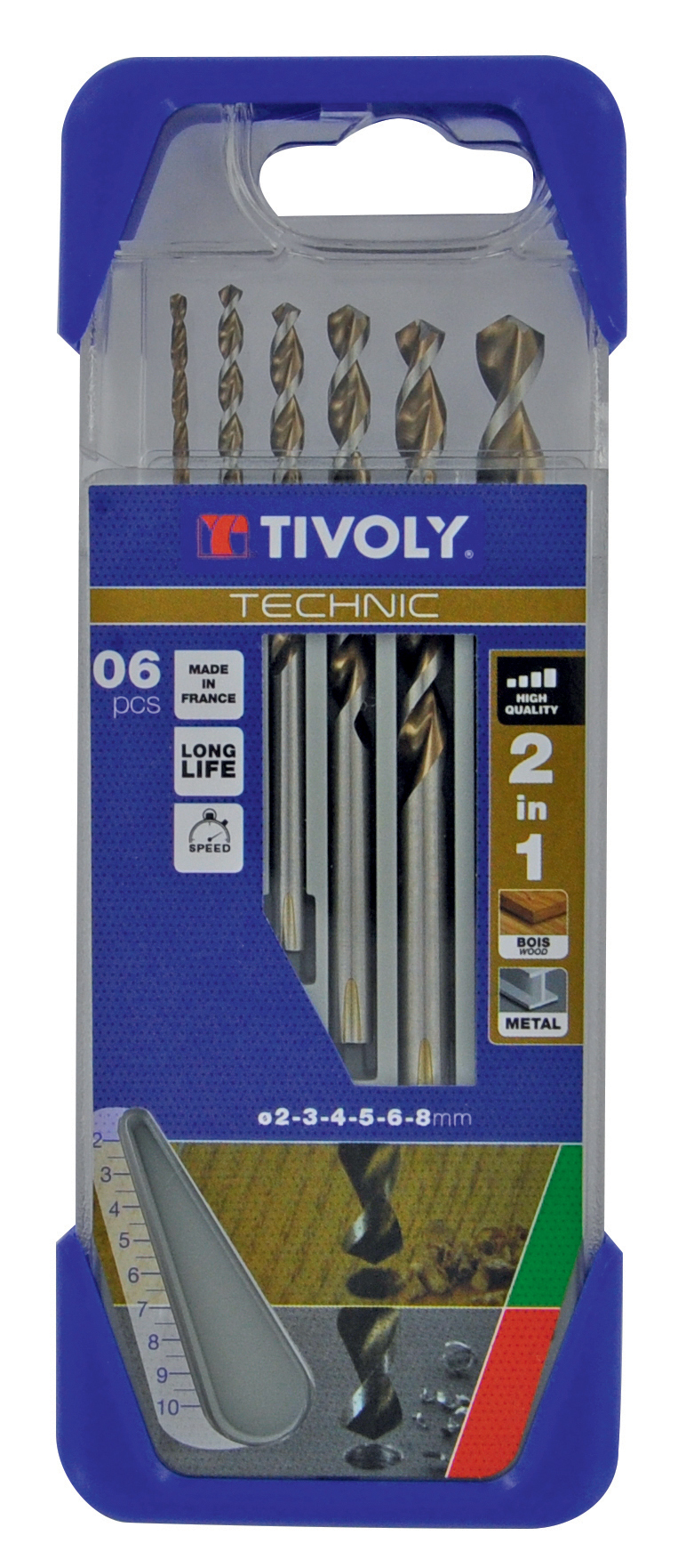 6 forets 2en1 bois metal HSS Ø 2 à 8mm TIVOLY - 10804470002