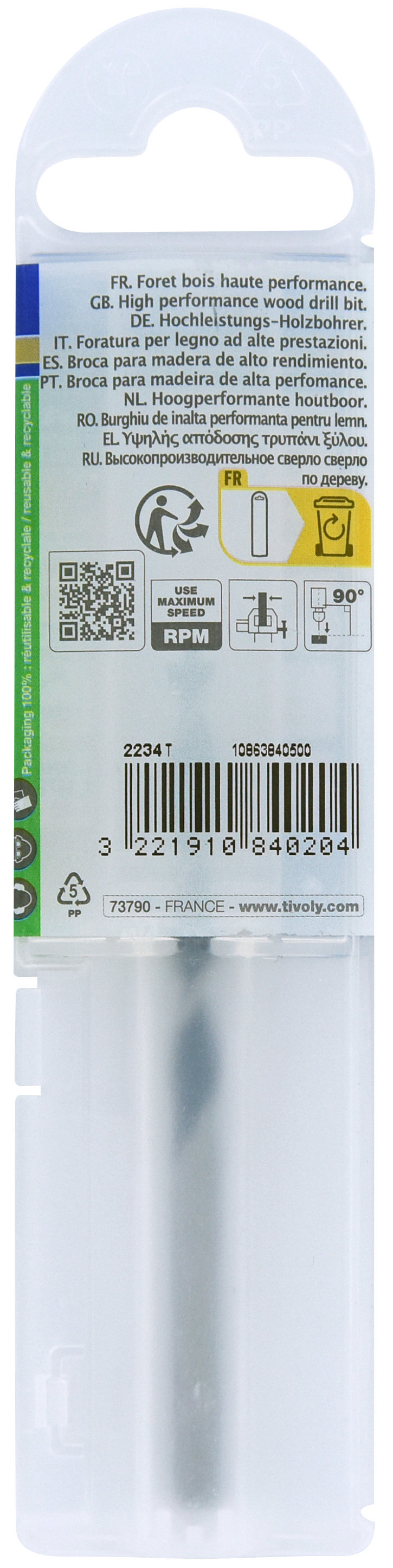 Foret bois 3 pointes -Queue cylindrique -Gradué SLR / L: 86 Ø: 5 TIVOLY - 10863840500