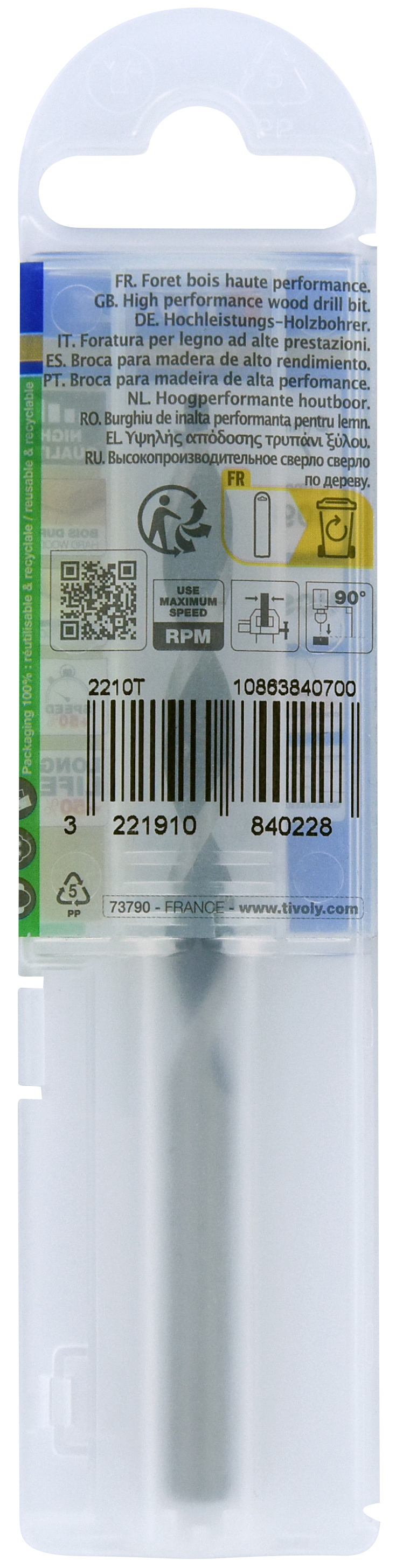 Foret bois 3 pointes -Queue cylindrique -Gradué SLR / L: 109 Ø: 7 TIVOLY - 10863840700