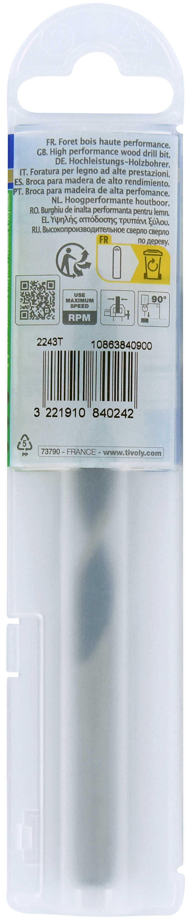 Foret bois 3 pointes -Queue cylindrique -Gradué SLR / L: 125 Ø: 9 TIVOLY - 10863840900