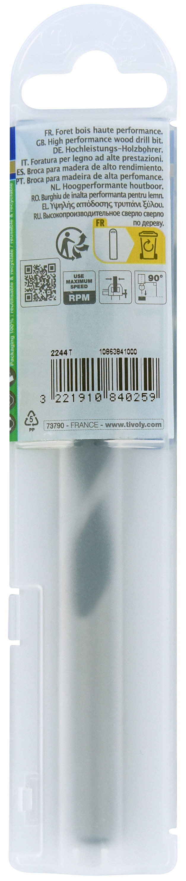Foret bois 3 pointes -Queue cylindrique -Gradué SLR / L: 133 Ø: 10 TIVOLY - 10863841000