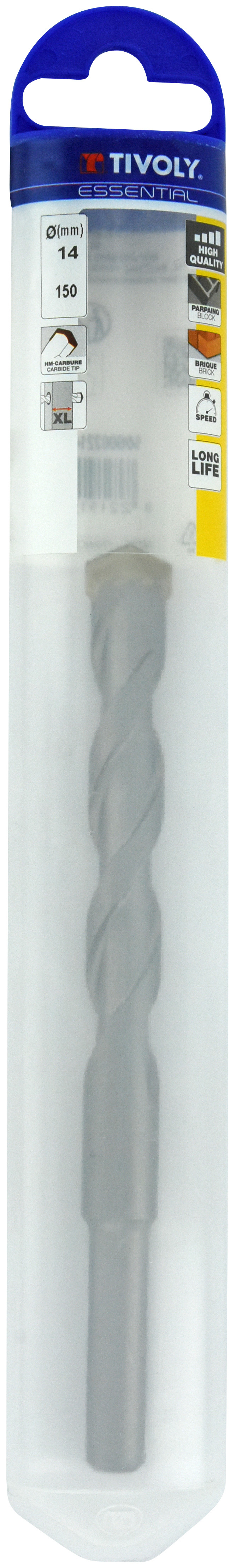 Foret bétons -Queue cylindrique (Blister) / L: 150 Ø: 14 TIVOLY - 10900221400