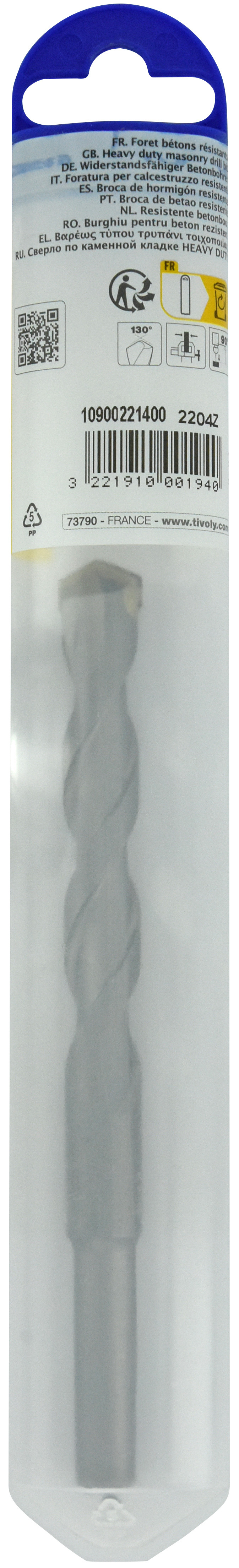 Foret bétons -Queue cylindrique (Blister) / L: 150 Ø: 14 TIVOLY - 10900221400