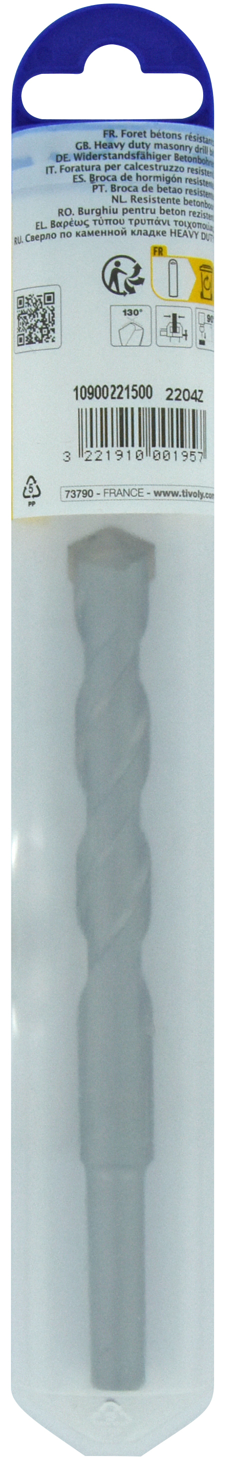 Foret bétons -Queue cylindrique (Blister) / L: 150 Ø: 15 TIVOLY - 10900221500