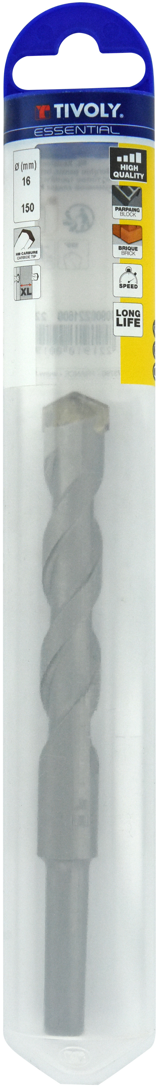 Foret bétons -Queue cylindrique (Blister) / L: 150 Ø: 16 TIVOLY - 10900221600