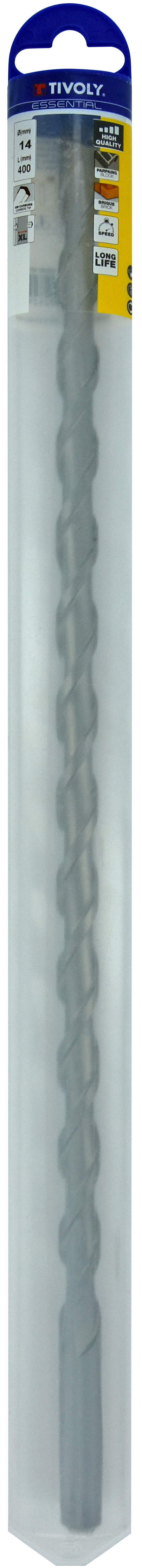 Foret bétons L400mm -Queue cylindrique (Blister) / L: 400 Ø: 14 TIVOLY - 10900821400