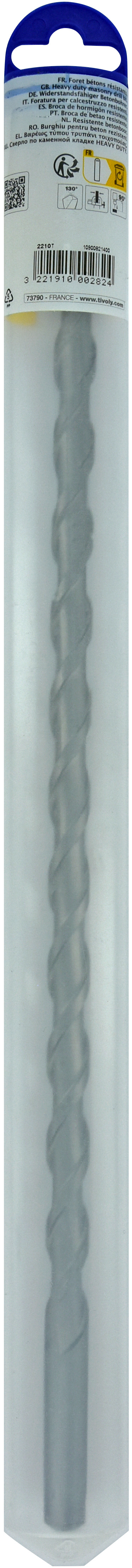 Foret bétons L400mm -Queue cylindrique (Blister) / L: 400 Ø: 14 TIVOLY - 10900821400