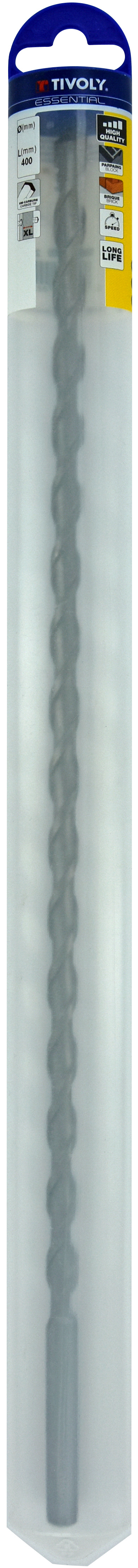 Foret bétons L400mm -Queue cylindrique (Blister) / L: 400 Ø: 16 TIVOLY - 10900821600