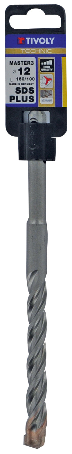 Foret bétons 3 taillants MASTER3 -L160mm -Pointe de centrage -Triple goujures -SDS+ / L: 160 Ø: 14 TIVOLY - 10922831400