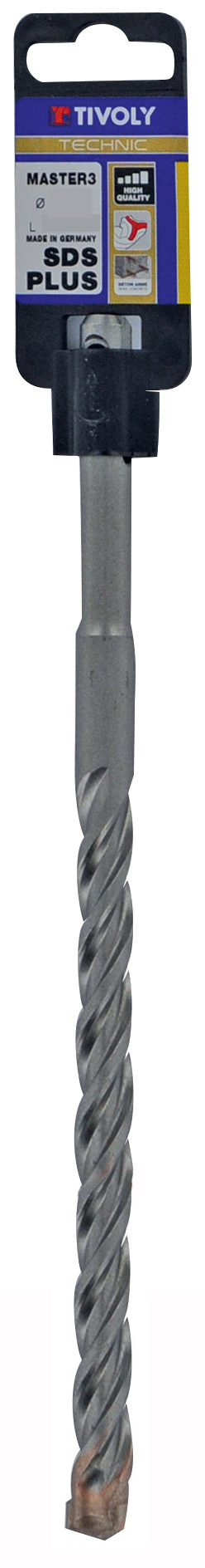 Foret bétons 3 taillants MASTER3 -L210mm -Pointe de centrage -Triple goujures -SDS+ / L: 210 Ø: 6.5 TIVOLY - 10922930650