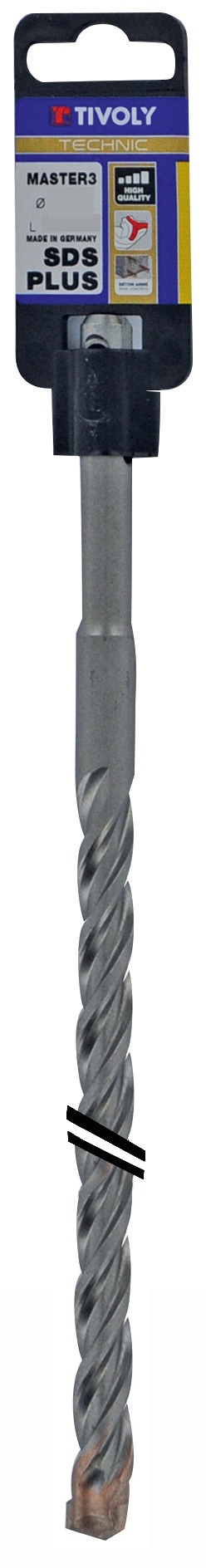 Foret bétons 3 taillants MASTER3 -L450mm -Pointe de centrage -Triple goujures -SDS+ / L: 450 Ø: 25 TIVOLY - 10923932500