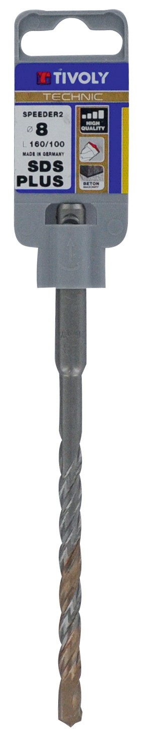 Foret bétons 2 taillants SPEEDER2 -L160mm -Pointe de centrage -Quadruple goujures -SDS+ / L: 160 Ø: 8 TIVOLY - 10931130800