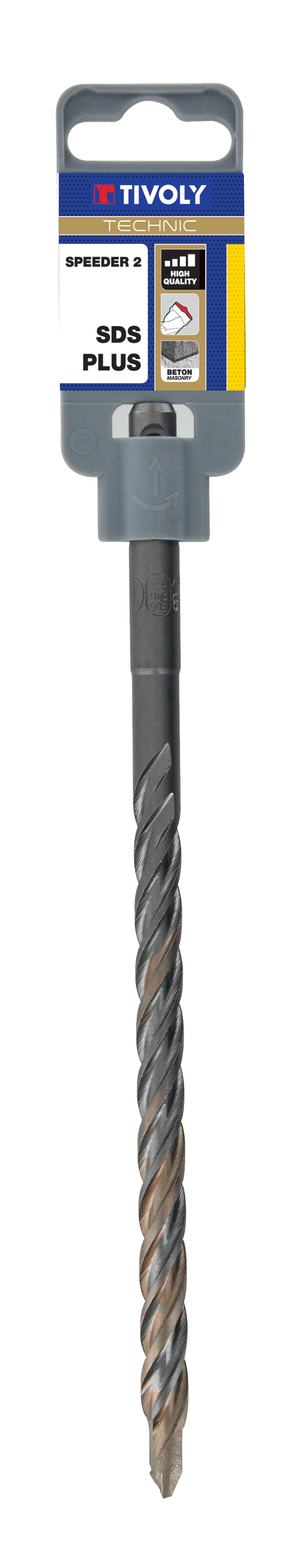 Foret bétons 2 taillants SPEEDER2 -L210mm -Pointe de centrage -Quadruple goujures -SDS+ / L: 210 Ø: 6 TIVOLY - 10931230600