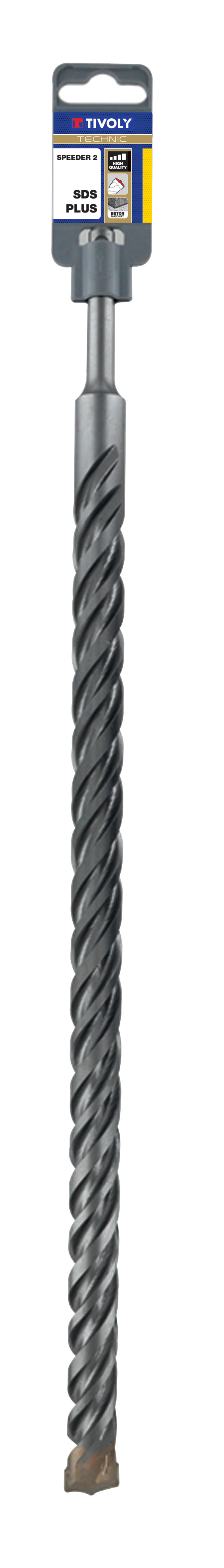 Foret bétons 2 taillants SPEEDER2 -L460mm -Pointe de centrage -Quadruple goujures -SDS+ / L: 460 Ø: 10 TIVOLY - 10931431000