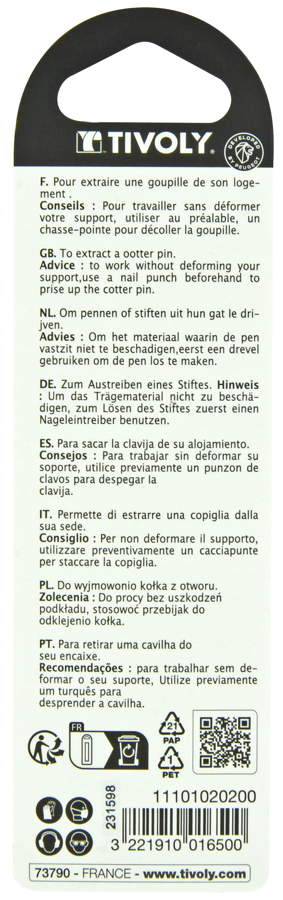 Chasse goupilles Ø 2 TIVOLY - 11101020200
