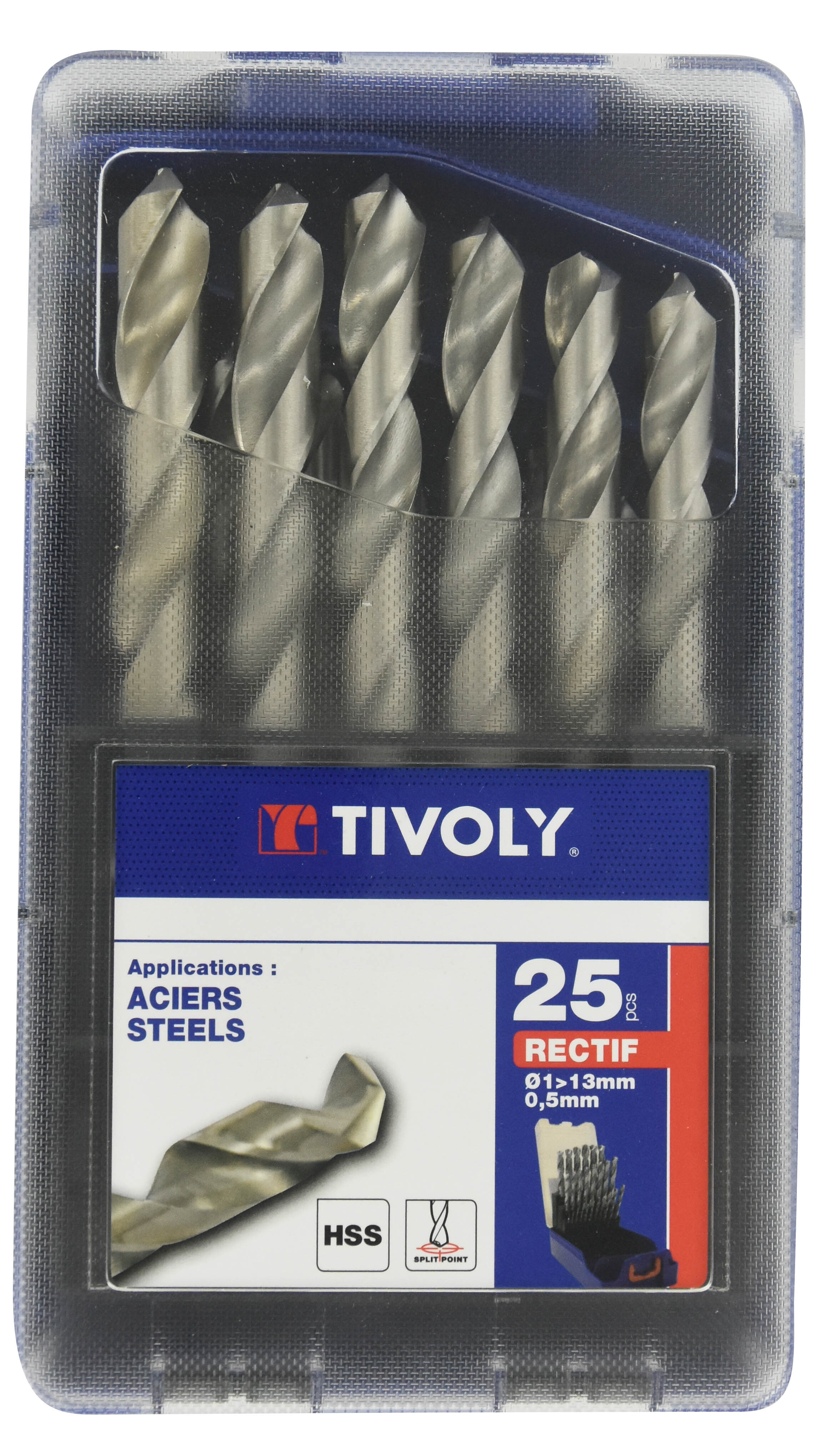 25 forets métaux HSS rectifiés pointe en croix Ø 1 à 13mm TIVOLY - 11451070017