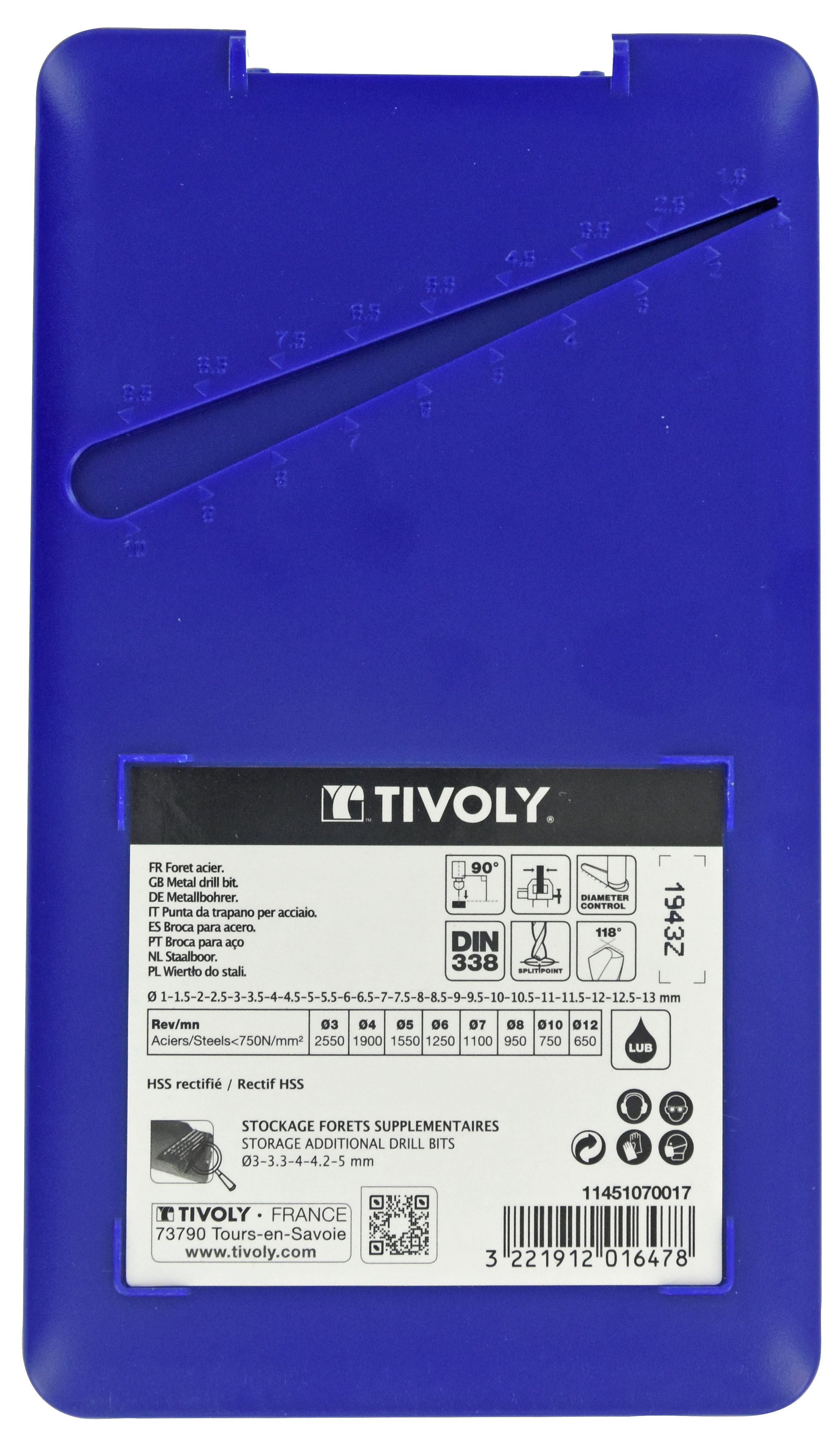 25 forets métaux HSS rectifiés pointe en croix Ø 1 à 13mm TIVOLY - 11451070017