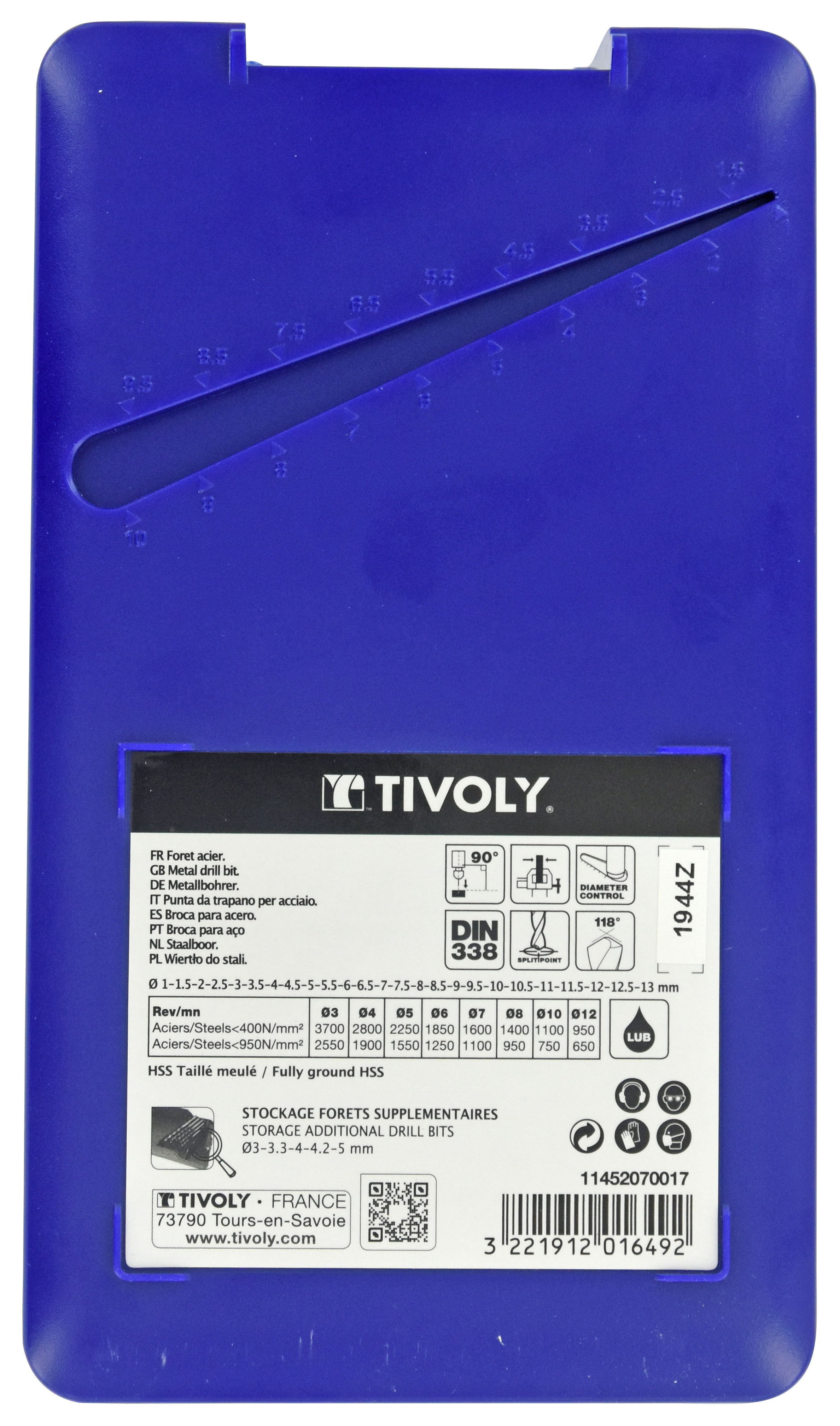 25 forets métaux HSS taillés meulés pointe en croix Ø 1 à 13mm par 0,5mm TIVOLY - 11452070017