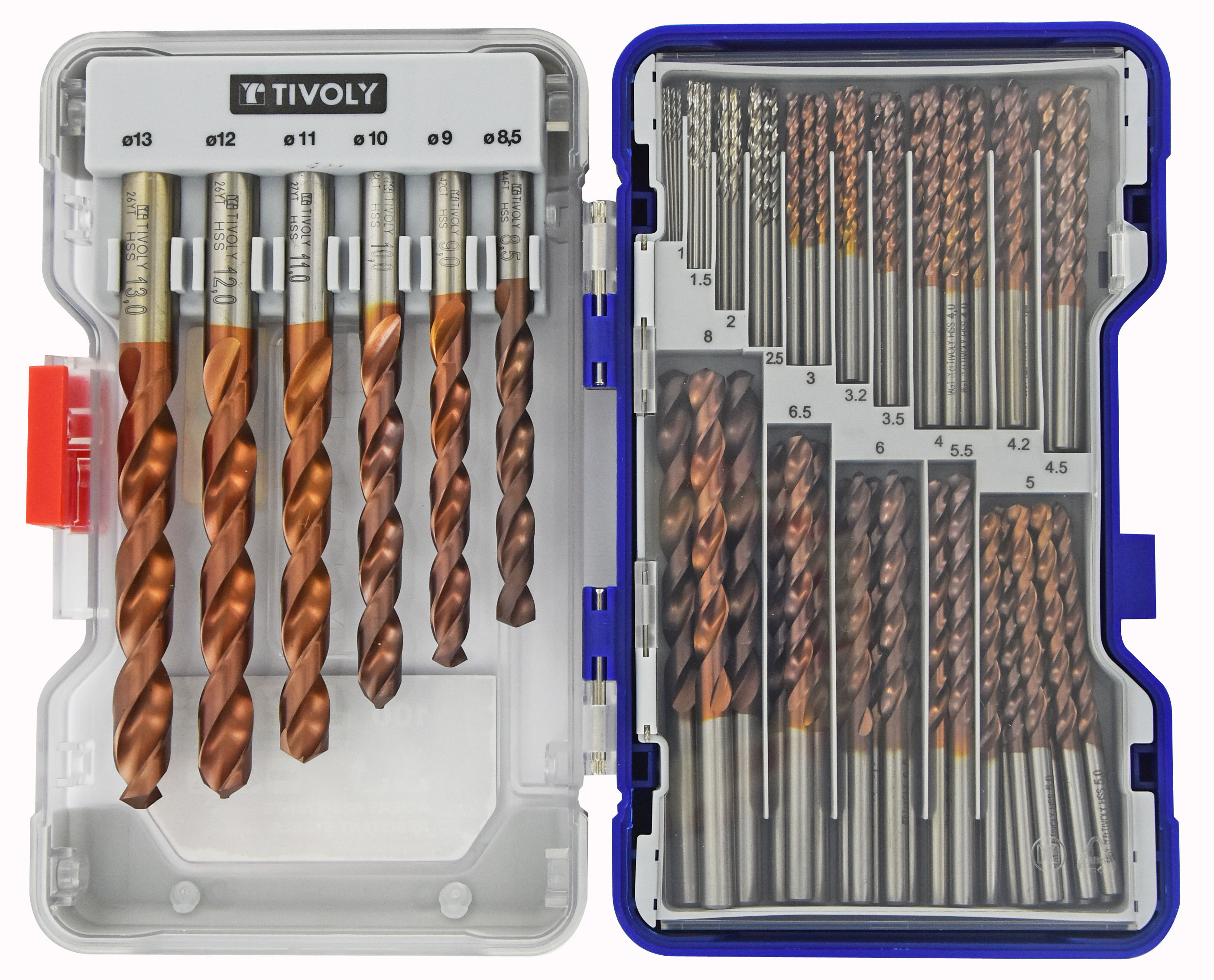 100 forets métaux FURIUS HSS revêtus FUSIO pointe en croix Ø 1 à 13mm PREMIUM TIVOLY - 11454170003